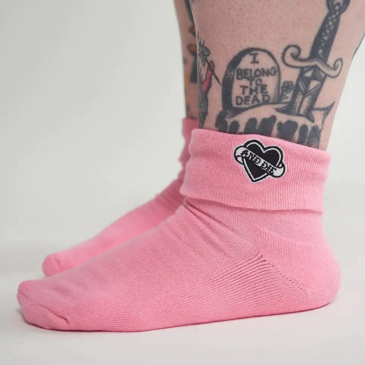 F*ck Off And Die Pink Cuff Socks - Kill JoySourpuss